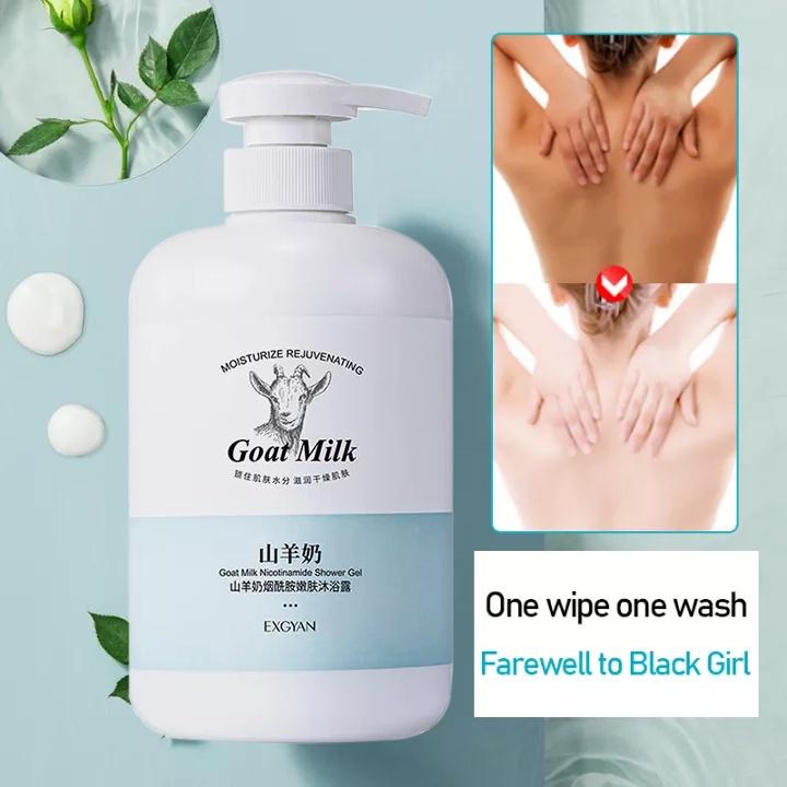 Sữa tắm sữa dê 800ML Sữa tắm trắng da làm đều màu da lưu hương lâu mềm mịn toàn thân