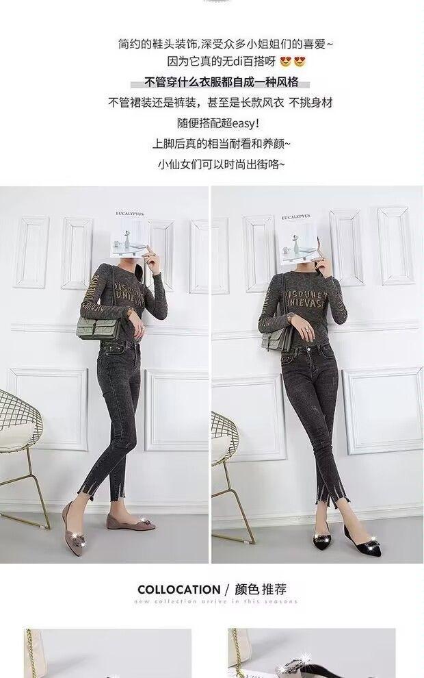 Product Introduction of Giày bệt mũi nhọn da lộn đính đá cho nữ, Giày làm việc đế mềm chuyên nghiệp màu đen cho mùa xuân, tất cả các mùa, Giày nữ 1