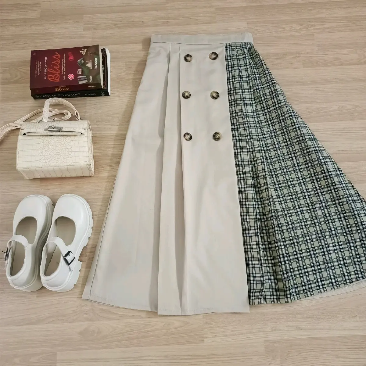 Jisoo Two Tone Skirt A-Line