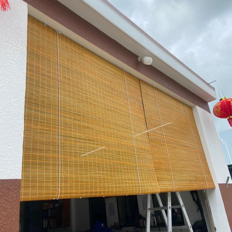 ảnh thật mành trúc vàng nan 0,5cm che nắng mưa cửa sổ ban công nhiều kích thước