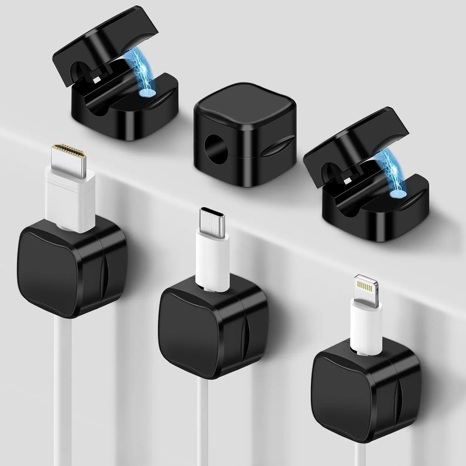 Magnetic Cable Clip, 6 Counts/set Cable Management Holder, Cable Organizer for Home, Office, Car, Desk, Desk Accessories