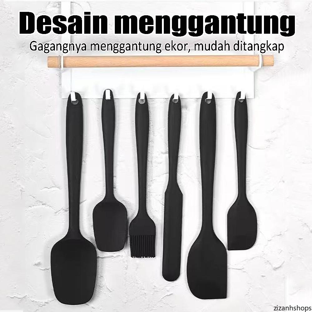 Set Peralatan Dapur Silikon 6pcs: Pengikis, Kuas Minyak Terpasang, Spatula Krim Kue, Alat Memanggang, Anti Panas, Kualitas Makanan, Dapat Dihancurkan dengan Mudah DFY