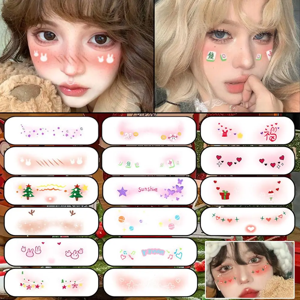 Christmas Face Sticker Festival Party Kids Girls Sticker Masquerade Makeup Waterproof Tattoo Stickers