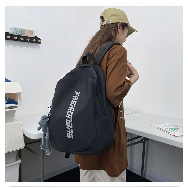 Ransel Wanita DMTS109 Unisex Hitam dan Putih untuk Sekolah Perguruan Tinggi - Backpack tas  ransel 6