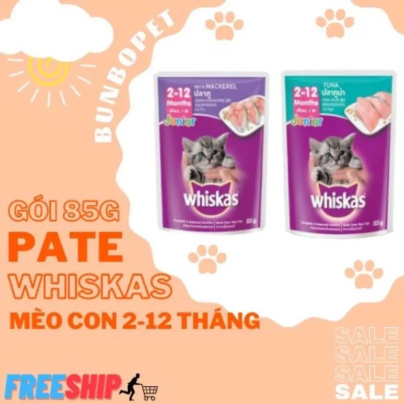 [Thùng 28 Gói] Pate Whiskas Cho Mèo Gói 80g - Thùng 28 Gói Pate Cho Mèo Con & Mèo Trưởng Thành 0
