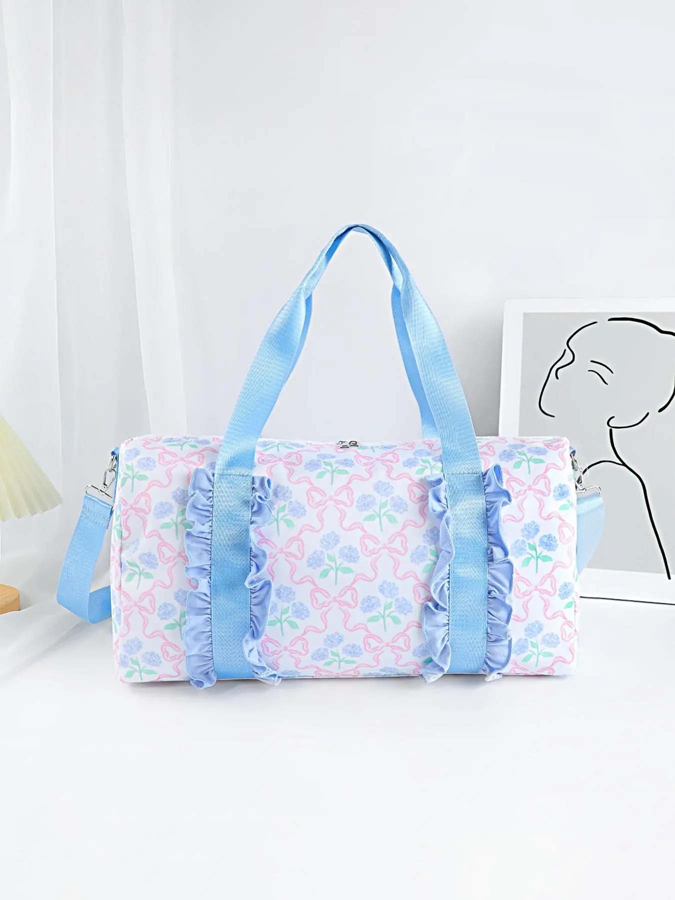 Floral Pattern Travel Bag, Travel Essentials, Lightweight Comfortable Travel Bag for Women, Suitable for Commuting, Holiday and School Supplies