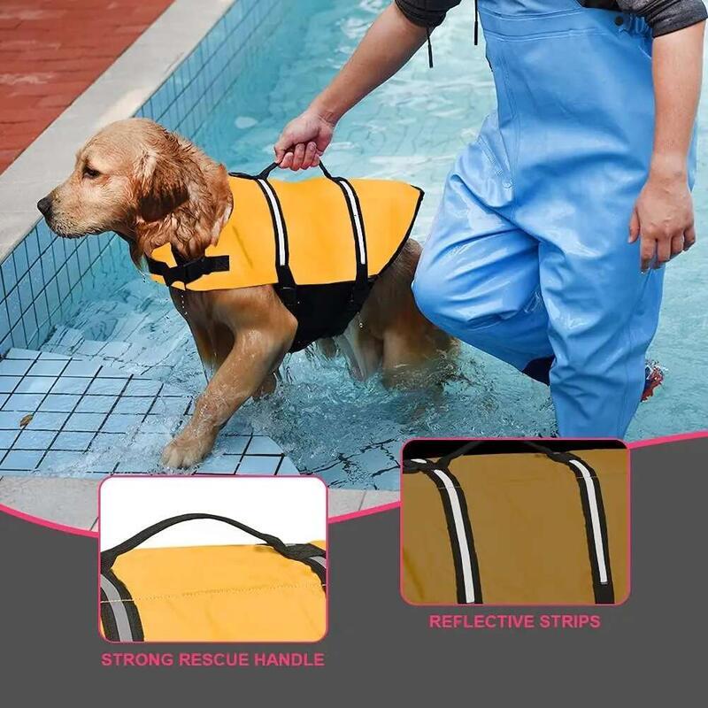 Product Introduction of Ripstop Reflective Adjustable Life Jacket Dogs with Rescue Handle for Swimming 6