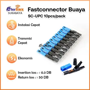 Fast Connector SC UPC Buaya 10Pcs Pack Fiber Optik FTTH Instalasi Cepat Transmisi Cepat Ekonomis