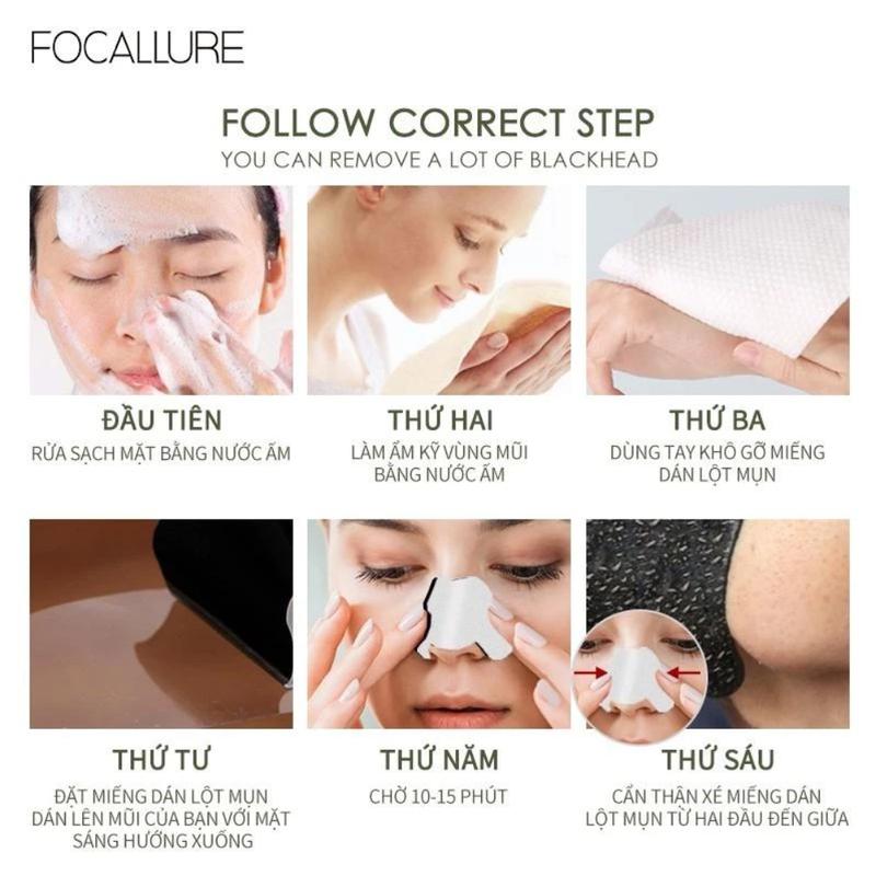 Miếng dán lột mụn mũi FOCALLURE làm sạch sâu giảm mụn đầu đen cho vùng mũi 2.2g (FA171) 2