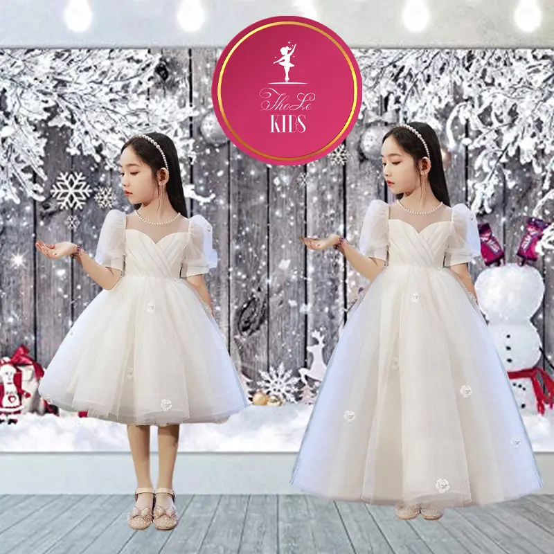 Đầm Váy Công Chúa Trắng Cho Bé Gái Hoa Rơi ThoLeKids - CC192