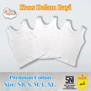 6 Pcs Singlet Bayi Chippy Newborn Premium Tebal kaos dalam bayi SNI Singlet Baby Termurah Singlet Bayi Kaos Kutang Bayi Persiapan Bayi lahir Katun Putih