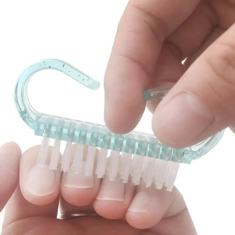 2pcs Random Color Nail Cleaning Brush, Plastic Dust Clean Brush, Soft Pedicure Rectangular Head Clear Nail Manicure Tool 3