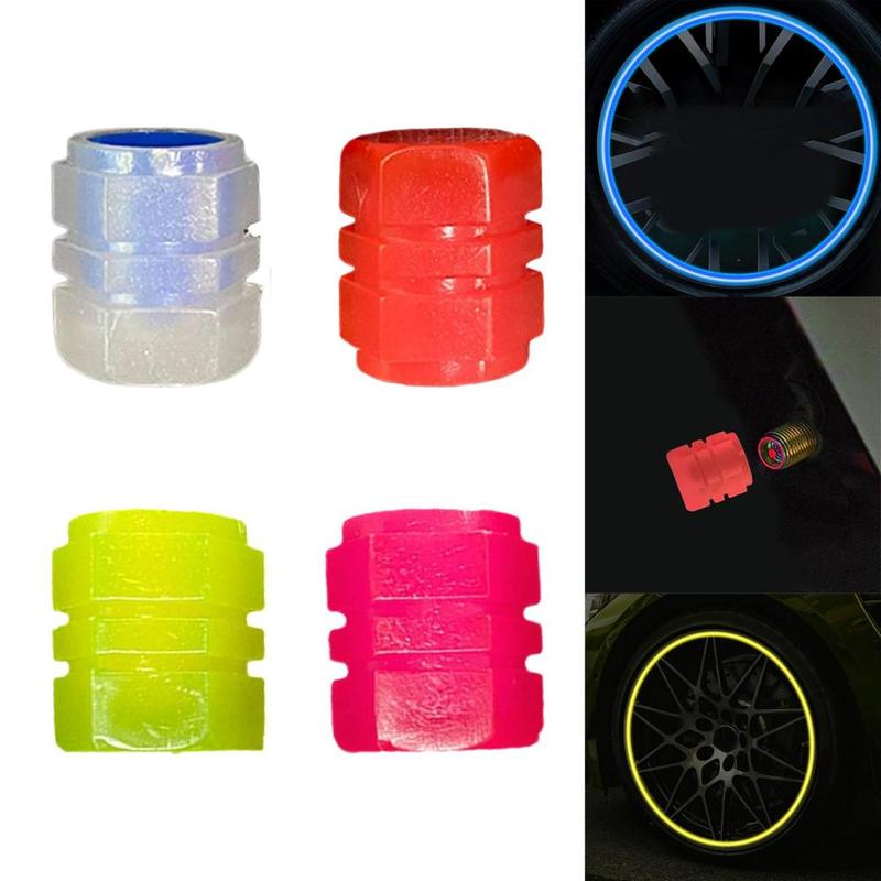 Nắp Thân Van Lốp, Dễ Lắp Đặt, Đồ Trang Trí Phát Sáng, Chống Rò Rỉ, Chống Bụi, Thay Thế Trực Tiếp, Thời Trang, Thích Hợp Cho Ô Tô, Xe Đạp, SUV, Xe Tải 4