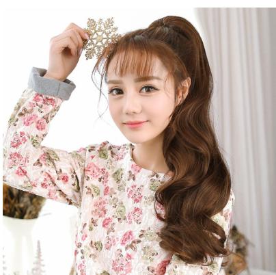 Rambut Palsu Hairclip/Hair Clip Panjang Bergelombang black ponytail Hairclip 3