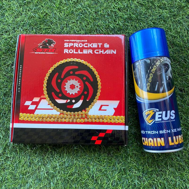 Bộ Nhông sên dĩa STB tặng dưỡng sên Zeus cho Winner 150, Winner X, Exciter, Satria, Raider, Wave lớn và Future led đồ chơi