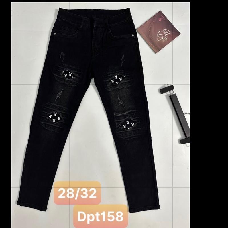 Quần dài rin nam màu đen co giãn-phối thỏ 02