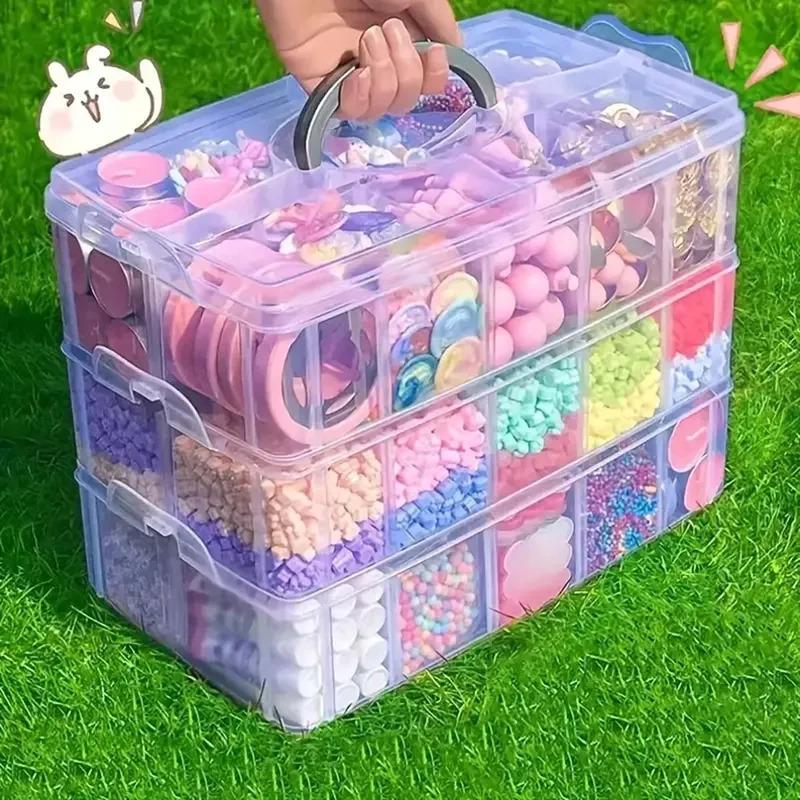 Stackable Snap Lock Containers 3-Tier Stackable Storage Organizer Box with 18 Adjustable Compartments ...