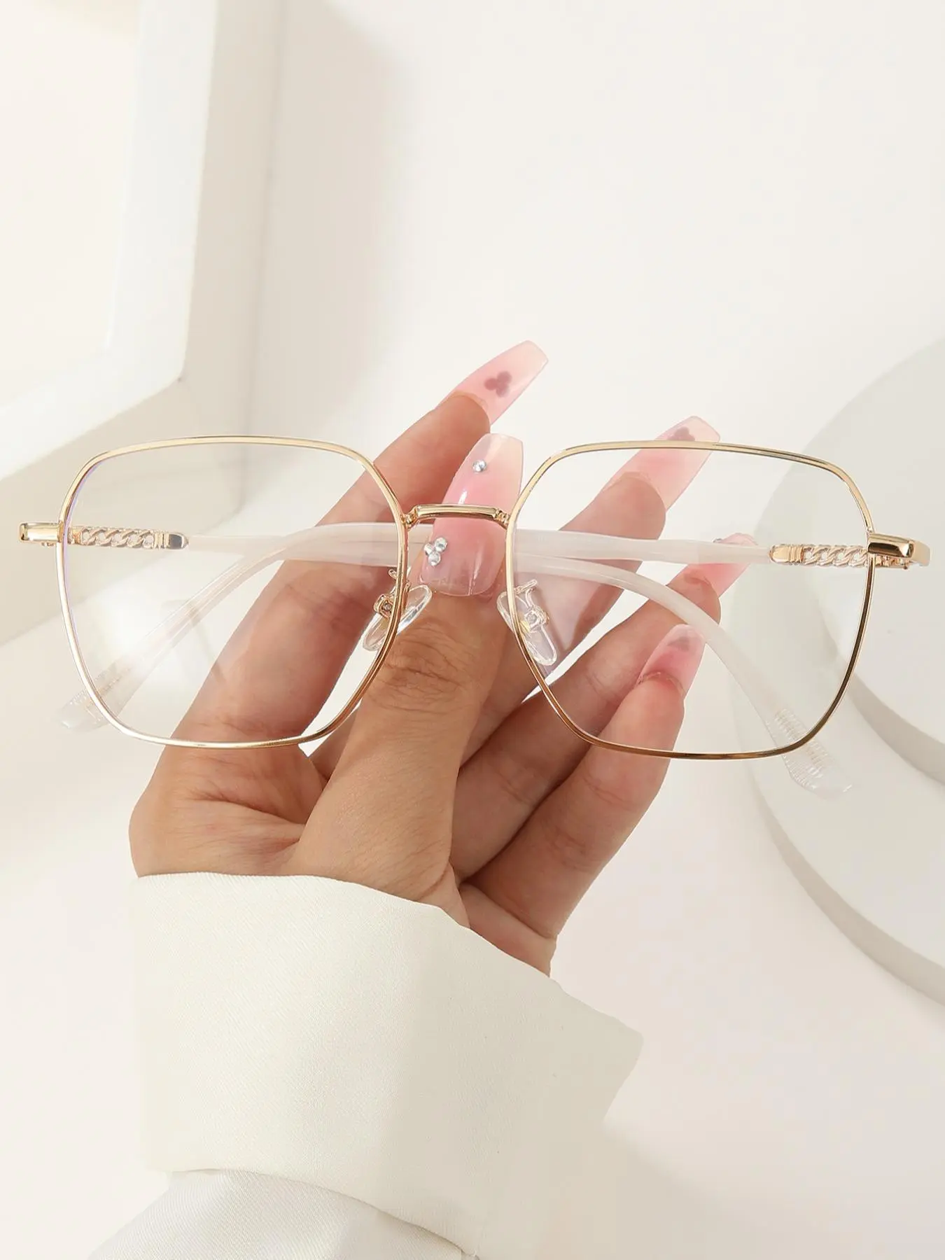 Vintage Geometric Frame Eyeglasses, Anti-blue Light Eyeglasses for Women & Men, Fashion Eyeglasses for Work, Daily Clothing Decor, Perfect for Student Daily Use