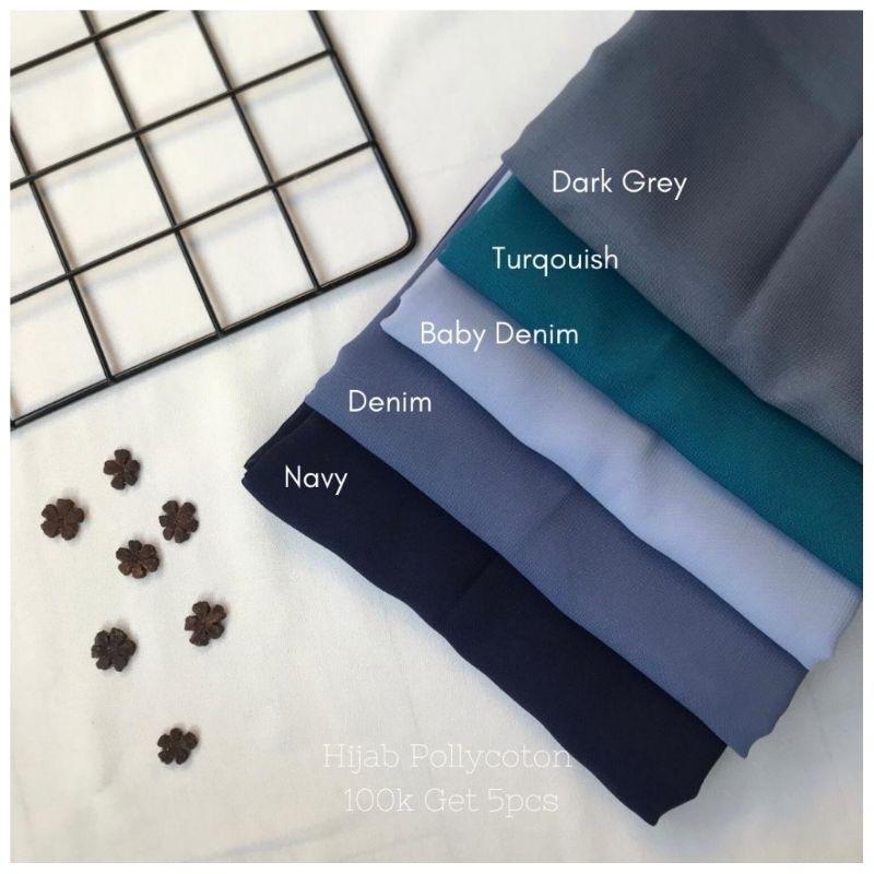 Hijab Pollycotton Hijab Square ( Dark grey, Turqouish, Baby denim, Denim, Navy ) 0