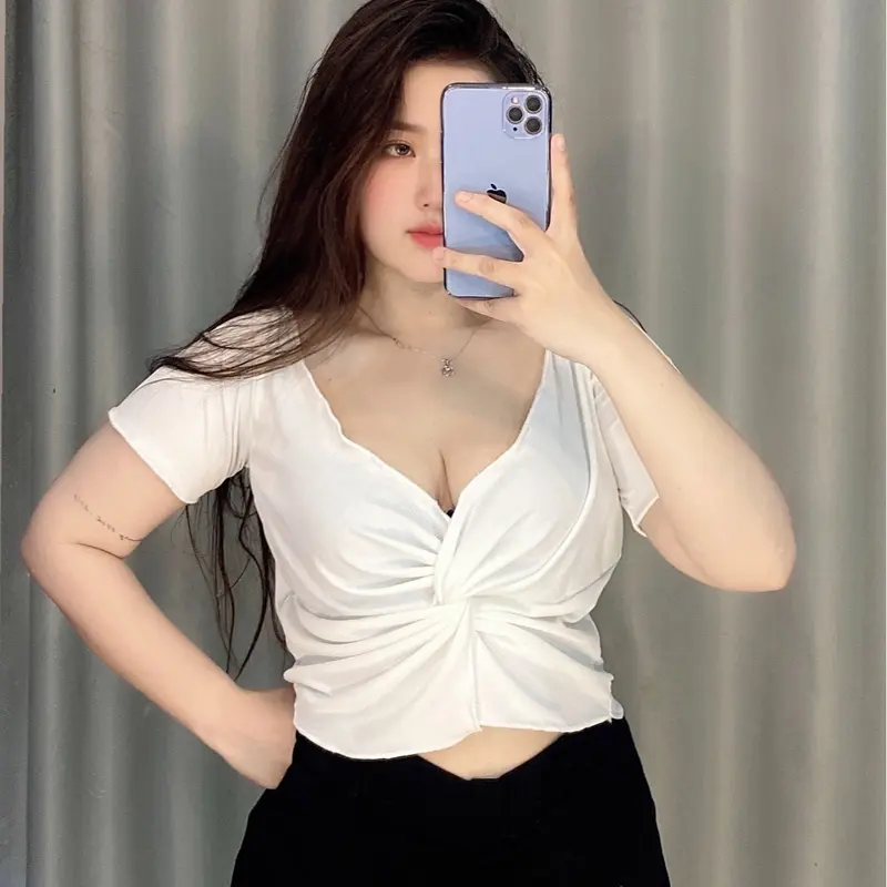 Áo kiểu xoắn giữa ngực xẻ tà nữ bigsize 3