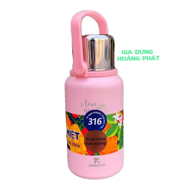 [HCM] Bình giữ nhiệt 7.ZONORM INOX 316 cao cấp, có quai xách kèm sticker nổi 7