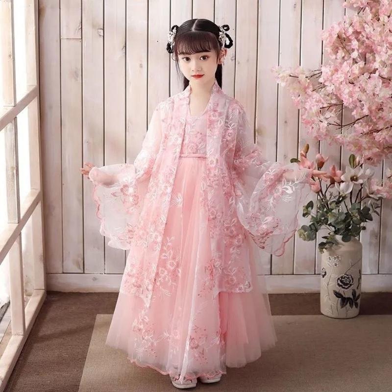 Trang Phục Hán Phục Trung Quốc Cho Trẻ Em, Phong Cách Xuân Thu Cho Bé Gái, Quần Áo Mùa Hè Mới, Áo Khoác Và Váy, Siêu Thanh Lịch, Bộ Đồ Tang, Phong Cách Trang Phục Cổ Trang Cho Bé Gái, Năm 2024 3
