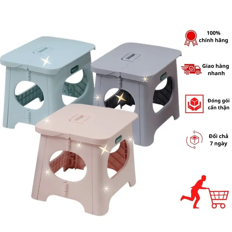 Ghế đẩu nhựa gấp gọn thông minh,chất liệu nhựa PP an toàn,chịu lực tốt.phù hợp cho hoạt động ngoài trời và mọi không gian