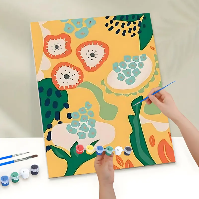 Cartoon Pattern DIY Painting Kit without Frame, 1 Set DIY Painting By Numbers Kit, Wall Art Decoration for Home Living Room Bedroom 5