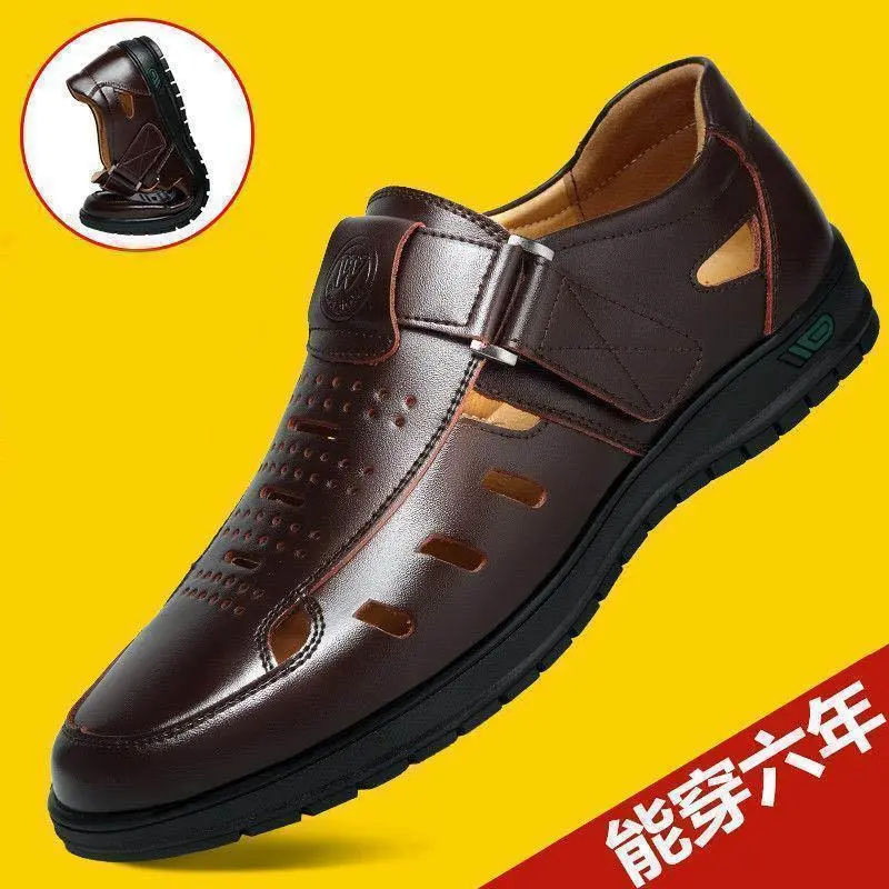 Giày Da Nam Chính Hãng Giày Da Ưu Đãi Đặc Biệt Xăng Đan Da Khoét Lỗ Giày Coros Thoáng Khí Dễ Phối Đồ Giày Cho Bố Công Sở Trung Người Già Và Cao Tuổi Shoes Đế Bằng 4