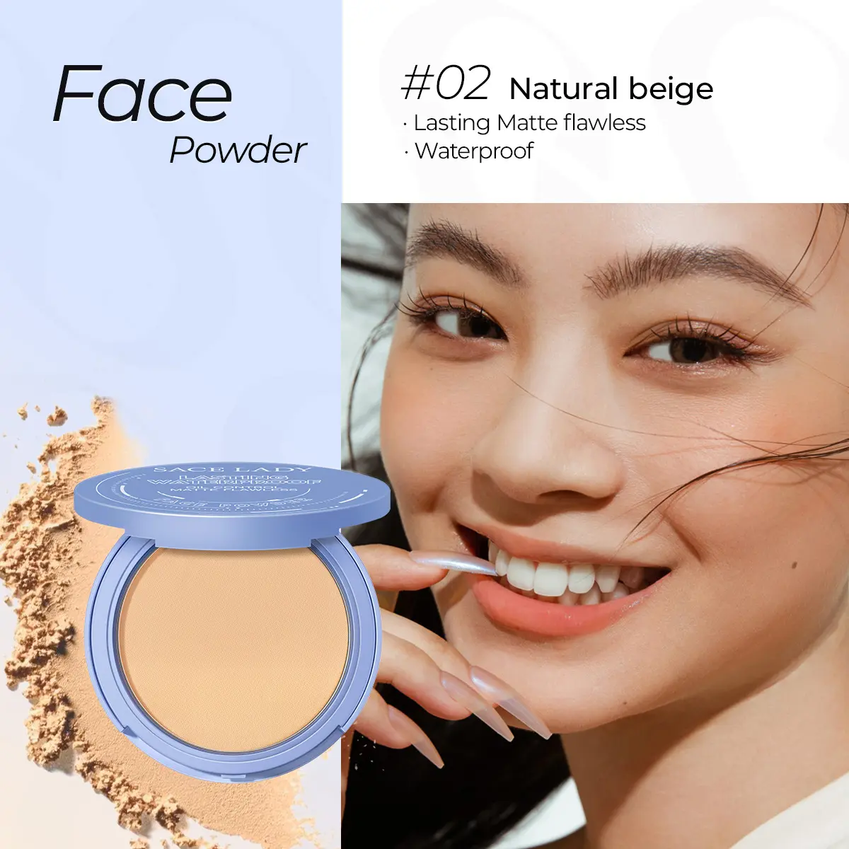 [LIVE] SACE LADY Face Powder Oil Control Matte Powder Long Lasting Flawless Setting Powder Face Makeup With Mirror