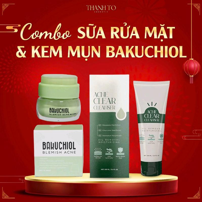 Bộ Kem Mụn Bakuchiol và Sữa Rửa Mặt Cho Da Dầu Mụn |Thanh Tô Cosmetic Skincare Chăm Sóc Da - Làm Đẹp Da kem gôm cồi mụn