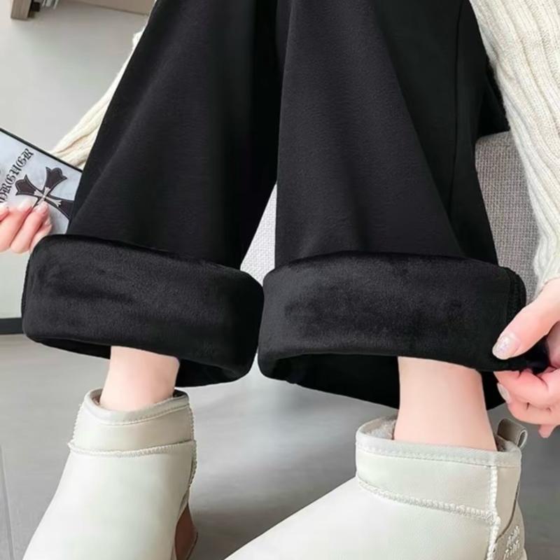 {Nỉ Lót Lông} Quần Nữ Chất Nỉ Lót Lông Dày Ấm Mặc Mùa Đông - Chất vải đẹp, Form Chuẩn, Cạp Chun Có Dây Rút, Túi Đựng Tiện Dụng - Pants, Women 1
