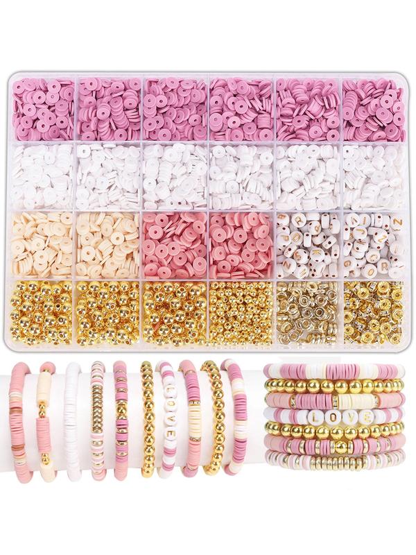 Boho Style Plain Color & Letter Design Clay Bead for Girls, 1 Box Trendy Multicolor Beads for Necklace & Bracelet Making, Chic Diy Material for Jewelry Making As Gifts, Vintage Jewelry 6