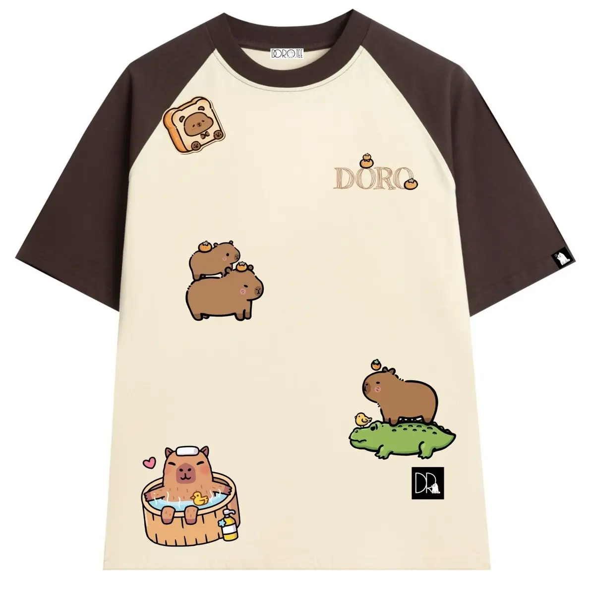 DORO - Áo Thun Capybara form rộng nam nữ cổ tròn vải cotton 100% unisex oversize thiết kế độc quyền