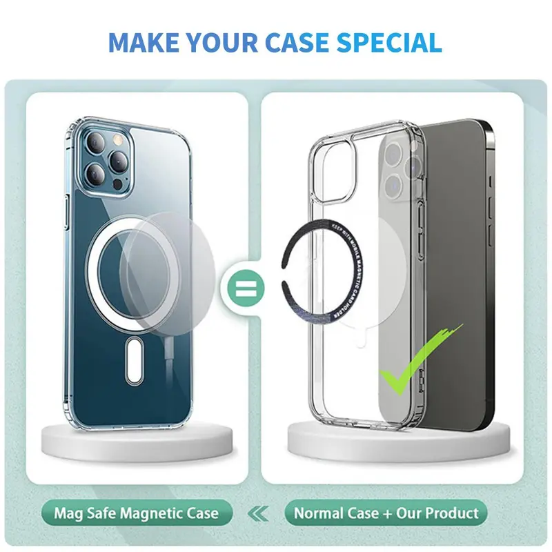 Magnetic Ring Sticker, Durable Iron Ring, Magnetic Ring Sticker for Wireless Charger, Phone Accessories for iPhone & Xiaomi 7