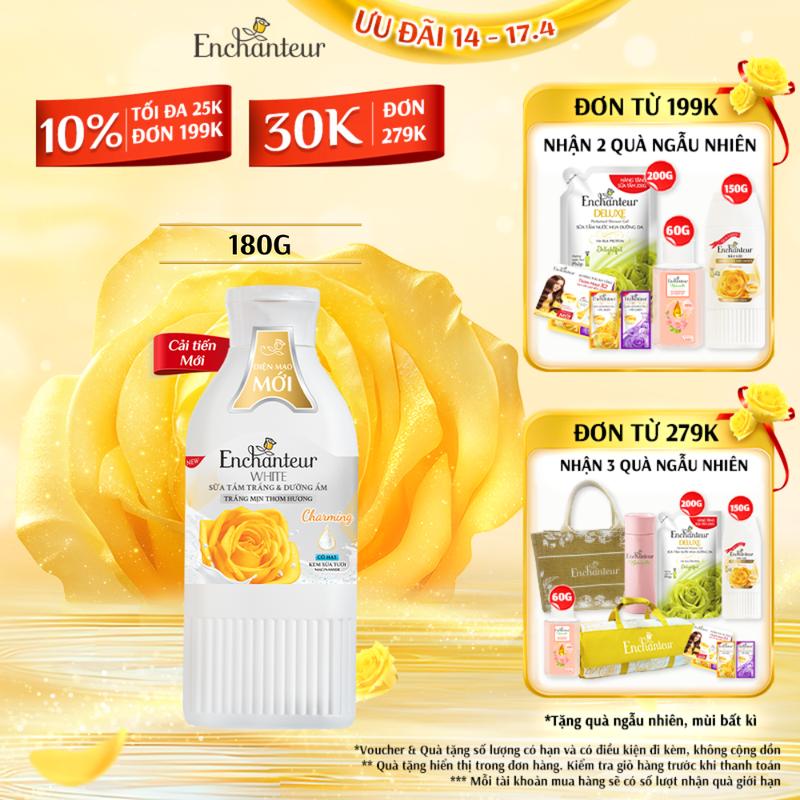 [ĐƠN 199K TẶNG 2 QUÀ] - Sữa Tắm Dưỡng Da Body Và Dưỡng Ẩm dành cho nữ Có Hạt Enchanteur Charming White Creamy Body Scrub 180gr