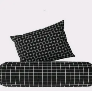 Sarung bantal / sarung guling / sarung kontak / sarung motif kotak Hitam Katun Bisa Dicuci Tali