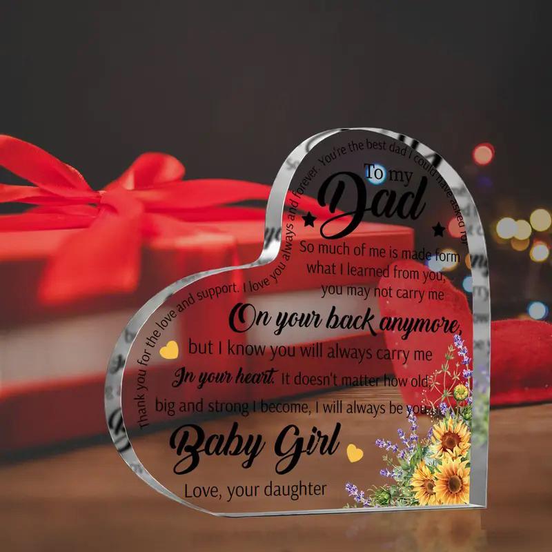 Transparent Acrylic Ornaments Dad Gifts Puzzle Heart Shape Acrylic Plaque For Dad Birthday Father's Day Thankful Quote Blessed 2