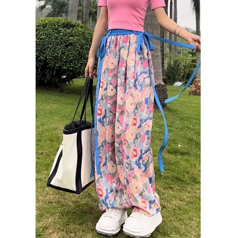 Quần Ống Đứng Dễ Phối Đồ Phong Cách Châu Âu, Dành Cho Nữ, Quần Thường Ngày Cạp Cao Mùa Hè, Dành Cho Phụ Nữ Cao, Với Ruy Băng Và Thiết Kế Bướm, Quần Ống Rộng Dáng Rộng, Hợp Xu hướng