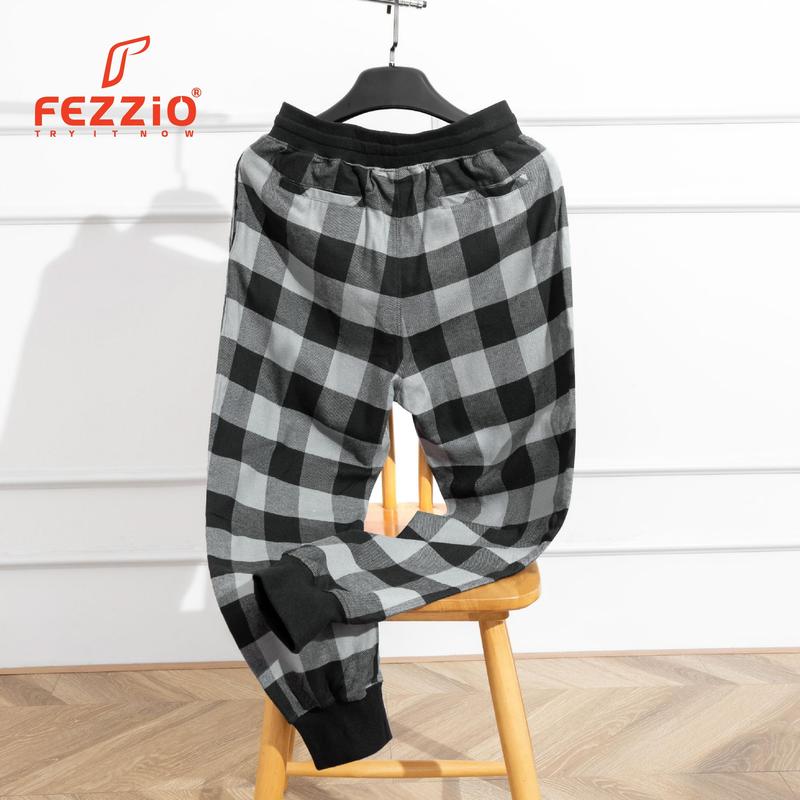 Quần jogger caro  nam có túi chất cotton bo gấu fezzio big size