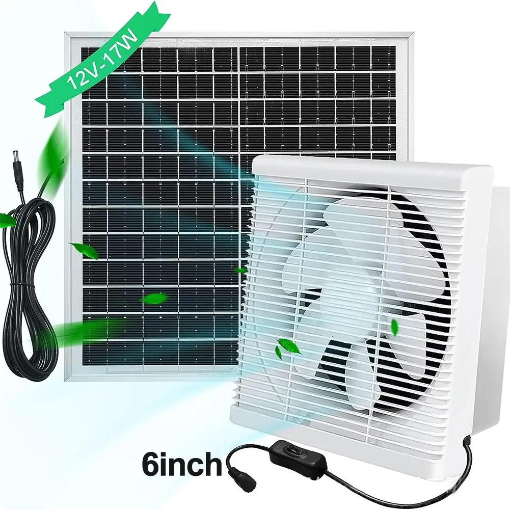 17W Solar Panel Powered Energy-saving Exhaust Fan Solar Panel Air Vent for Coop