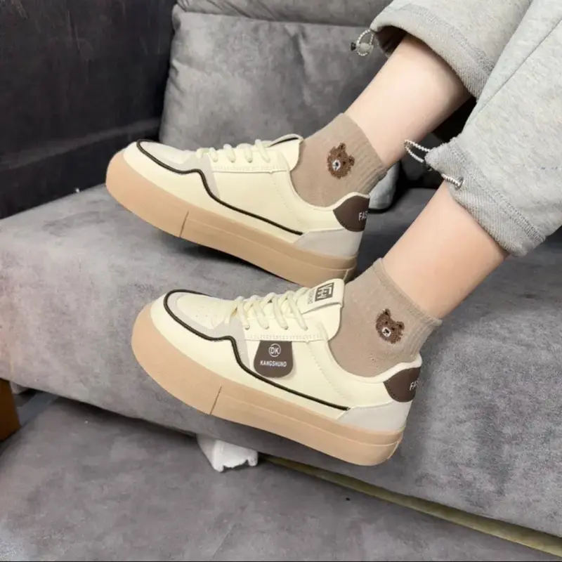 ISHOES - Giày Thể Thao Nữ TT249 Cao Đều 3cm Đế Dày Thoáng Khí Sneaker Cổ Cao Len 4