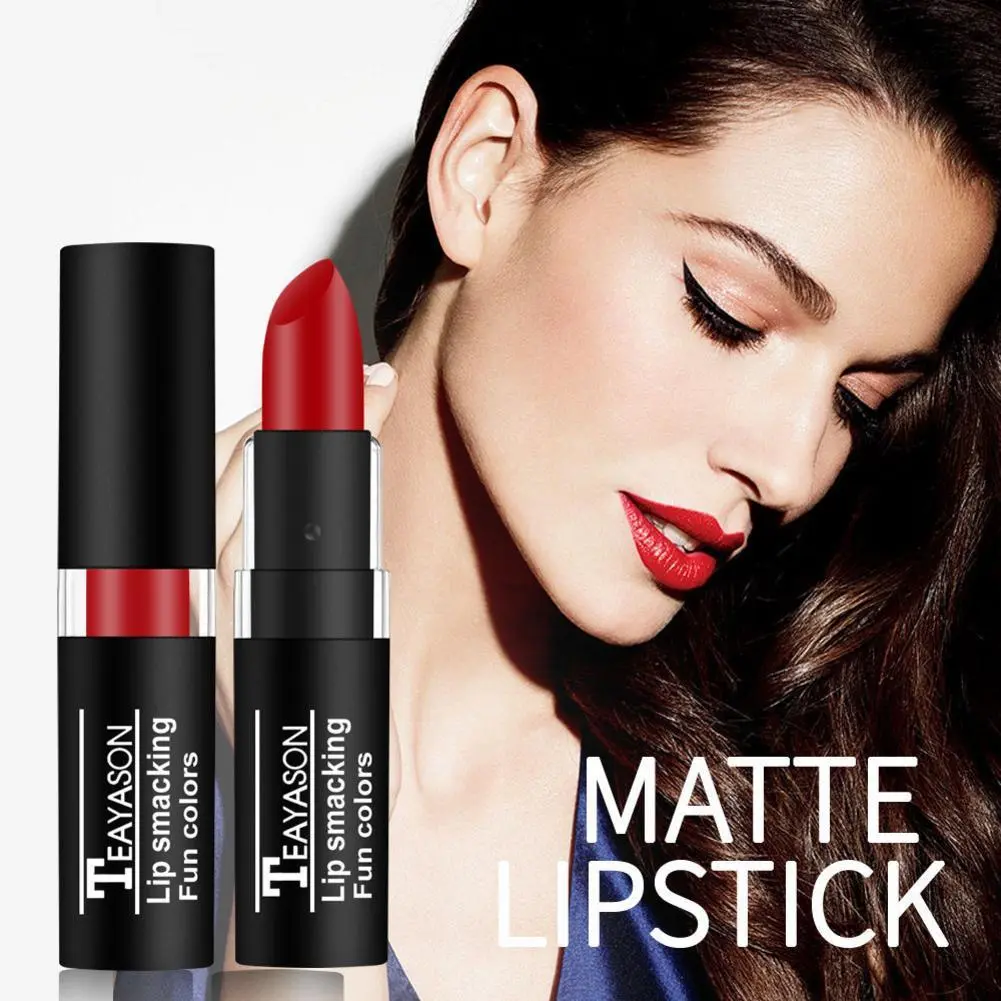 12 Color Lipstick Matt LipStick Waterproof Red Black Lipstick Nude Pigment Cosmetic Long Matte K5U1