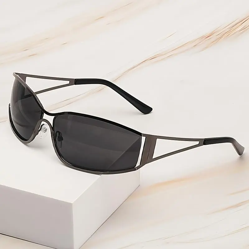 Metal Frame Glasses| Futuristic Y2K Cat-Eye Fashion Glasses for Women & Men - Stylish Hollow Frame, Small Rectangular Lenses, Perfect Activities, Party Wear, Glasses|Y2K Fashion|Lightweight Design, Accessories mother's d 7