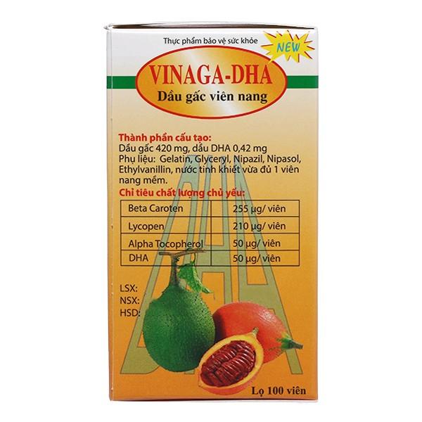 Viên uống Dầu gấc viên nang VINAGA_ DHA lọ 100 viên Người lớn 2