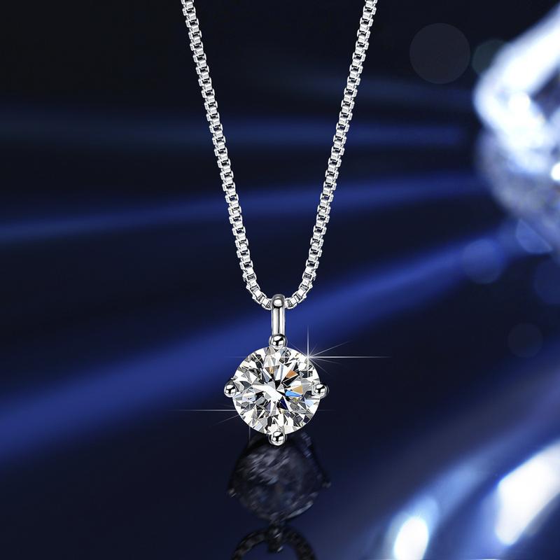 Vòng Cổ Dây Chuyền Thời Trang Nữ, Bạc Sterling S925, Thiết Kế Bốn Chân Đính Đá Đá Nhẫn, Phong Cách Hàn Quốc Cổ Điển, Thiết Kế Khảm Đơn Giản, Dây Chuyền Xương Đòn 1