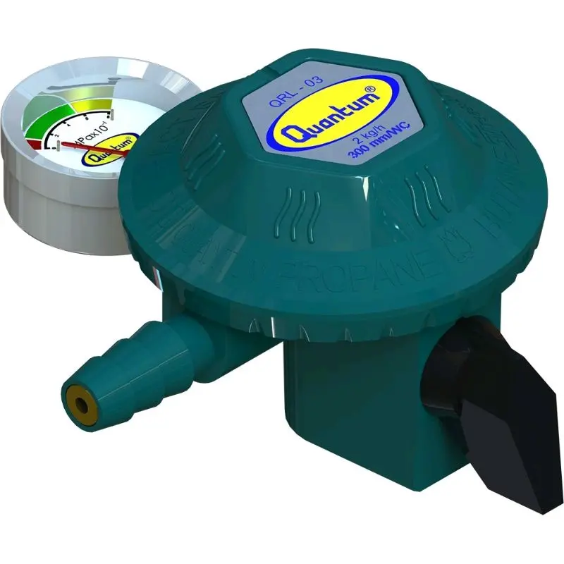 Regulator Gas Quantum QRL 03 dengan Meter Amper, Tekanan Rendah untuk Kompor berbagai merk