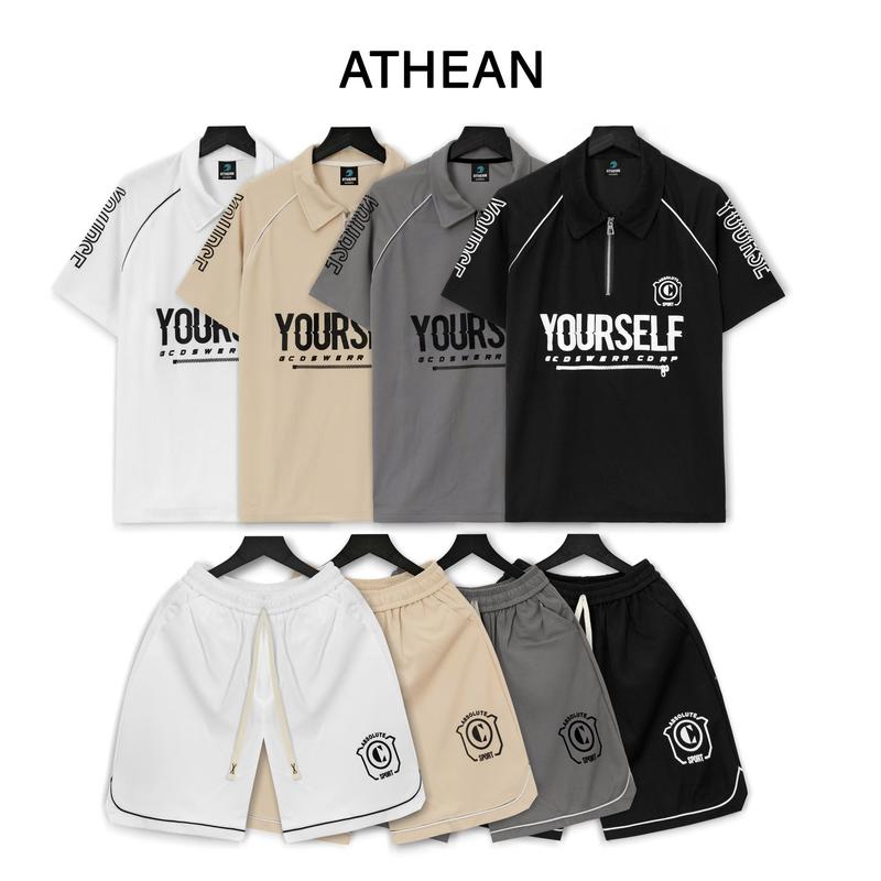 Bộ quần áo ATHEAN cổ tròn chất vải tổ ong thoáng mát