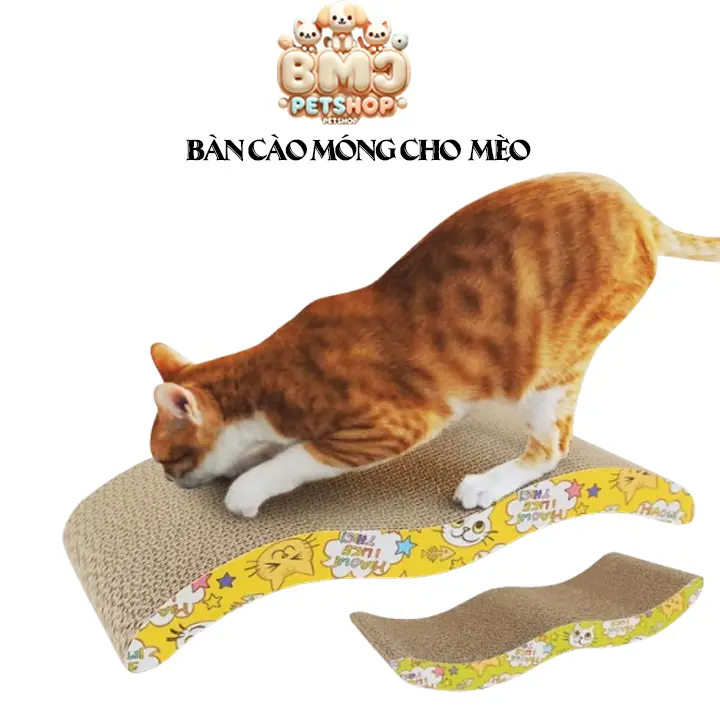 Bàn cào móng cho mèo dạng sóng đẹp mắt, bảng cào móng giúp thú cưng thư giãn BMJ Petshop