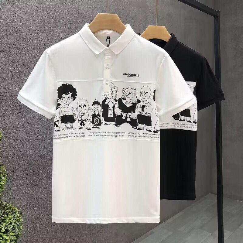 Product Introduction of 2023 Summer New Trendy, Personalized and All-Match Top Trendy Men's Polo Shirt Cartoon Printing Lapel T-shirt 1